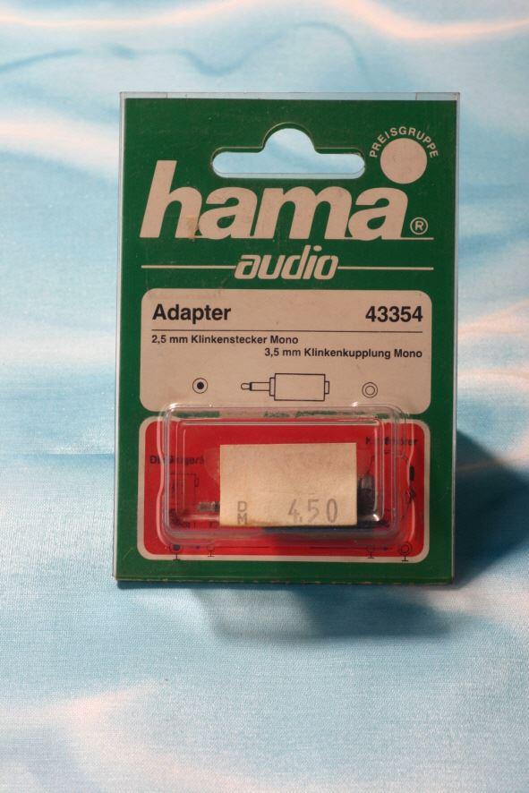 Hama Audio Adapter, 2,5 Klinkenstecker auf 
